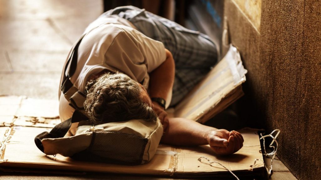 Unrecognizable Homeless Sleeping